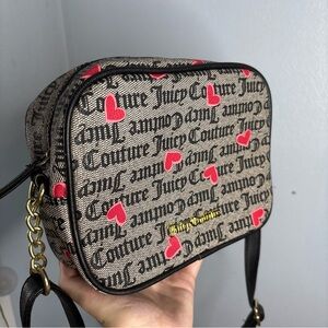 Juicy Couture Black and Red Heart Crossbody Bag